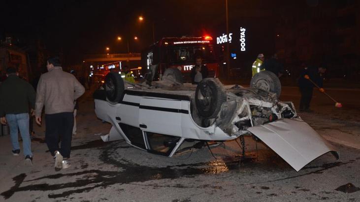 Samsun’da feci kaza! Takla atan otomobilden sağ çıktı